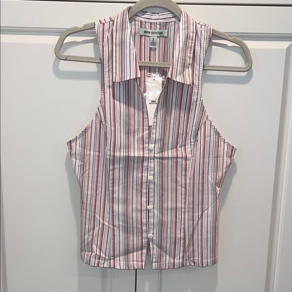 Urban Outfitters Pink Striped Button Down Shirt
